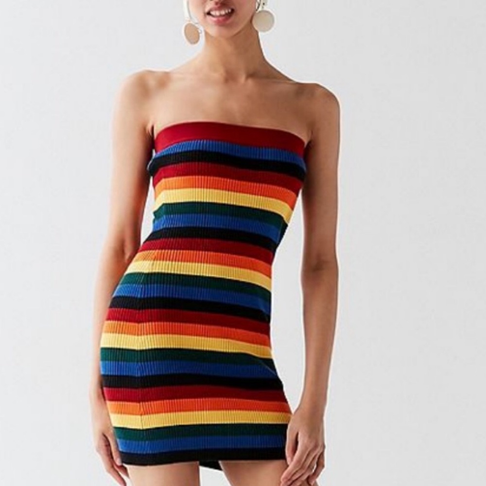 NWOT Urban Outfitters striped ribbed tube dress XS